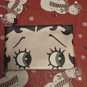 ipsy Black and Cream Cartoon Betty Boop Cosmetic Bag Never Used Clean Sequin Bac